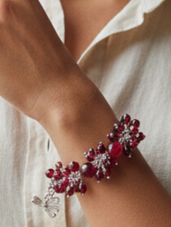 Handmade Jewelry - BOHO style Red Ruby And Silver Cha Cha Bracelet